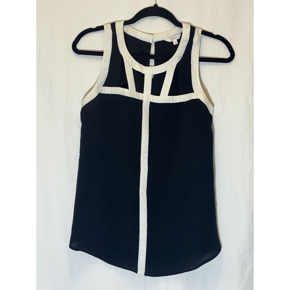 NEW Candies Sleeveless Blouse Tank Top Black White Colorblock Medium EUC‎ W1